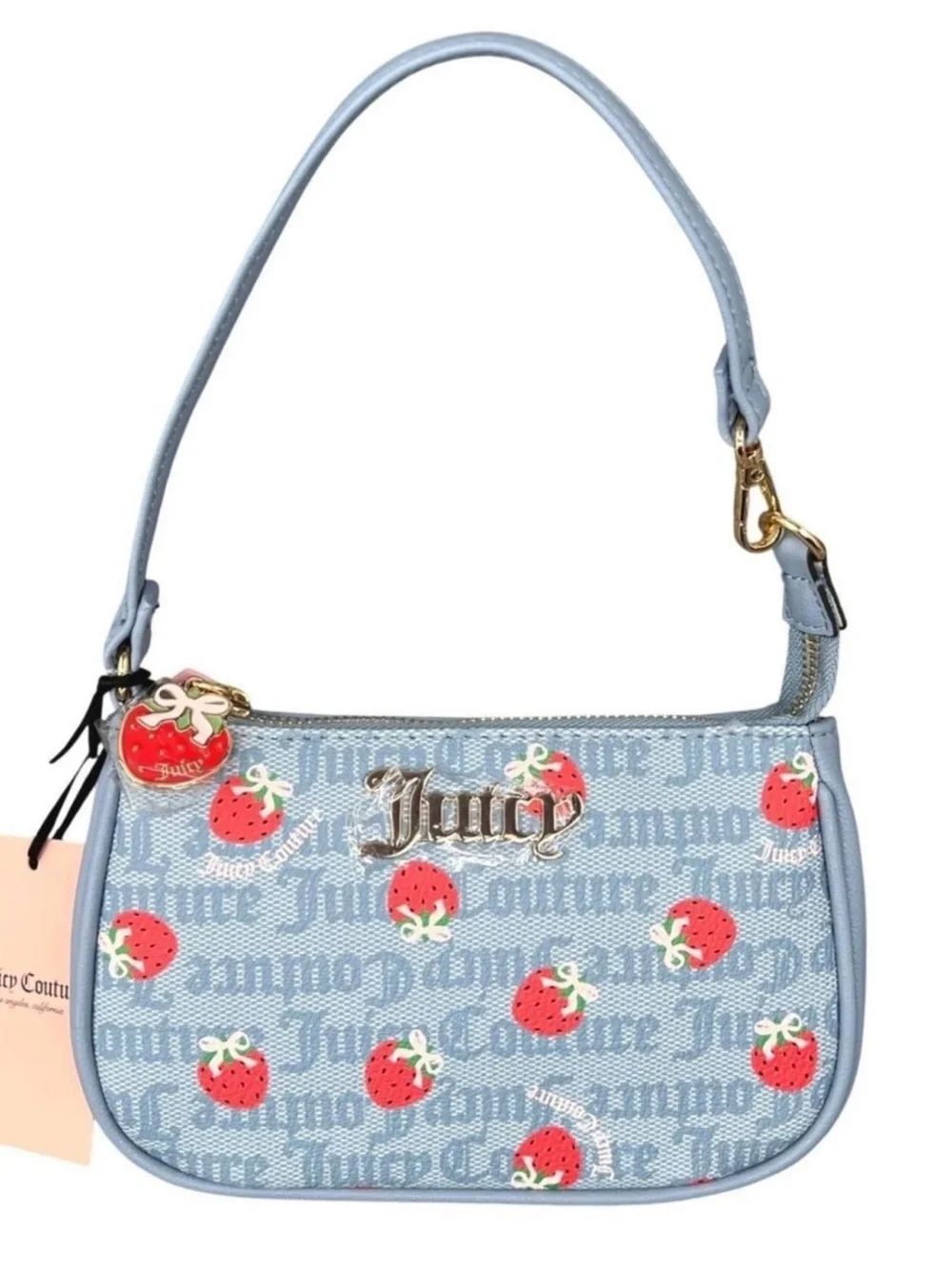 Juicy Couture NWT Light Blue Strawberry Small Bag - Picture 1 of 8